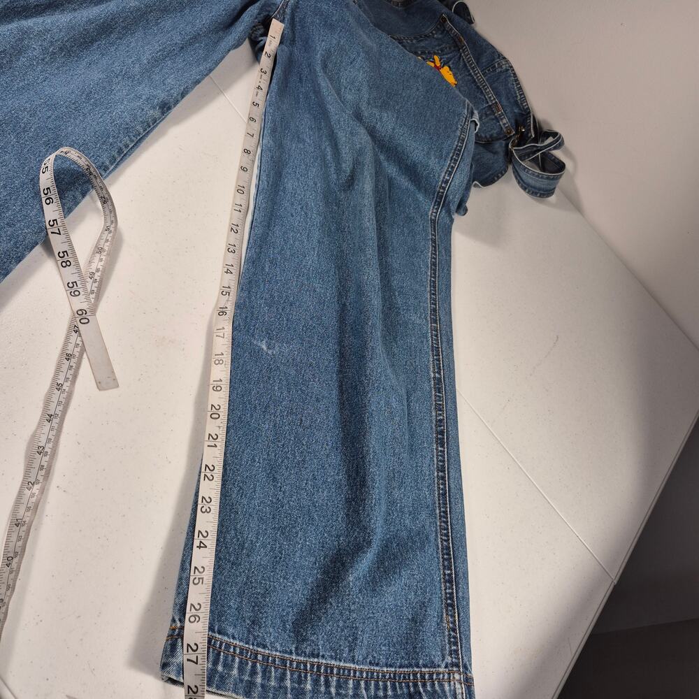Winnie the Pooh Oh Bother Embroidered Blue Denim Carpenter Jeans Overalls Large - Picture 7 of 8